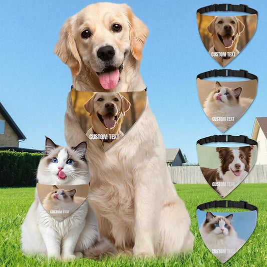 Custom Dog Bandana with Photo Personalized Dog Bandana Custom Image & Text, Unique Pet Scarf for Small Medium Large Dogs Personalized Pet Gift (Photo Custom, Small)