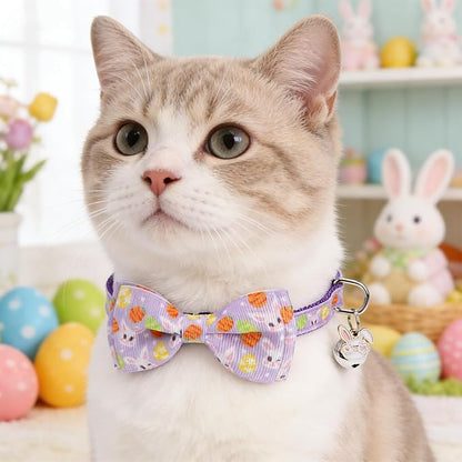 KOOLTAIL St Patricks Day Cat Collars Breakaway with Bowtie and Bells,3 Pack Adjustable Fancy Easter Kitten Collar with Safety Buckle for Girls Boys Kitty,Cute Cat Charm Pendant Holiday