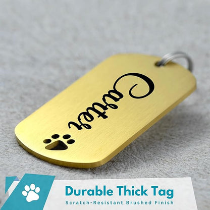 Ultra Joys Dog Tags Personalized for Pets - Hollow Paw Custom Pet ID Tag - Engraved Dog Tag for Small, Large Dogs - Large Military Dog Tag in Gold