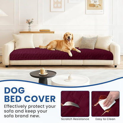 Waterproof Dog Blanket, Non-Slip Soft Pet Bed Cover, Couch Cover for Dogs Washable, Protects Sofa, Furniture, Crate, Car, Tear Resistant Leakproof Pet Blanket Christmas (68x82 Inch, Burgundy)