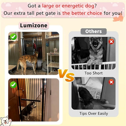 Lumizone Extra Tall Pet Gate 55.12" High Pressure Mounted 30.12"-34.05" Extra Wide (9 Sizes) 1.37" Gap for Cat Dog Stairs Doorway Hallway No Drilling Auto-Close (30.12"-34.05" W, Cream White)