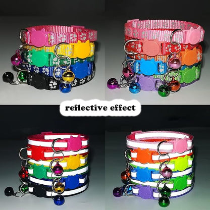 Purple Reflective Cat Collar with Bells, [2 Pack] Break Away Kitten Collar with Bells, Breakaway Cat Collar for Boy Cats Kitty