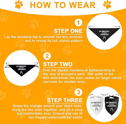 Getting Married Pet Dog Bandana, Engagement Announcement Dog Wedding Bandana, Pets Triangle Scarf for Small Medium Large Dogs, Pets Accessories for Dogs Lovers, Bridal Shower Gift,2 Packs