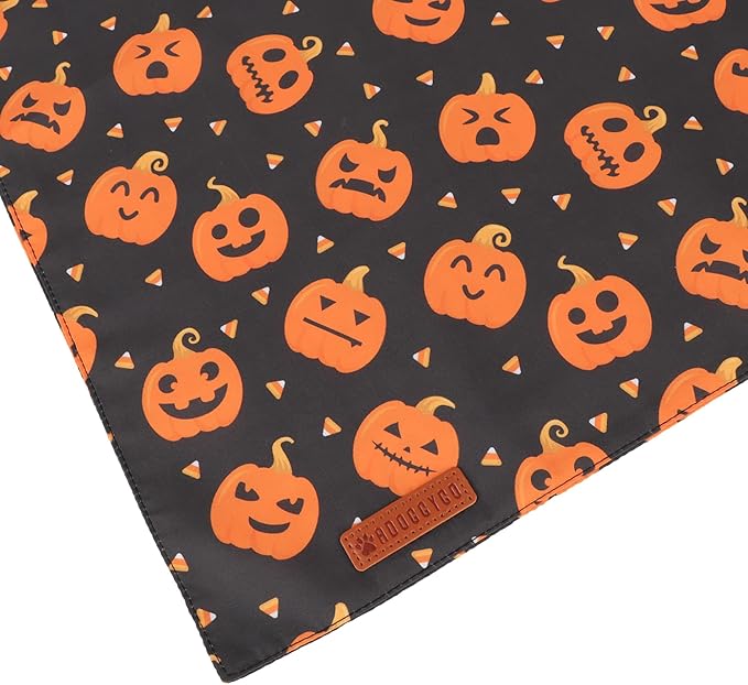 ADOGGYGO Halloween Dog Bandanas 2 Pack, Reversible Pumpkin Ghost Scarf, Premium Fabric, Adjustable Fit Orange Black Halloween Bandanas for Small Dogs (Small)