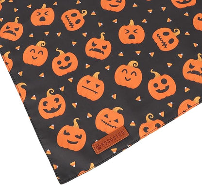 ADOGGYGO Halloween Dog Bandanas 2 Pack, Reversible Pumpkin Ghost Scarf, Premium Fabric, Adjustable Fit Orange Black Halloween Bandanas for Small Dogs (Small)