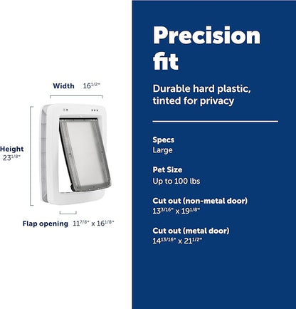 PetSafe SmartDoor App-Controlled Pet Door (Large), Made for Multiple Pets, Selective Entry and Exit, Control Through Your Phone, Smart Dog Door, Wi-Fi Enabled (White - Large)