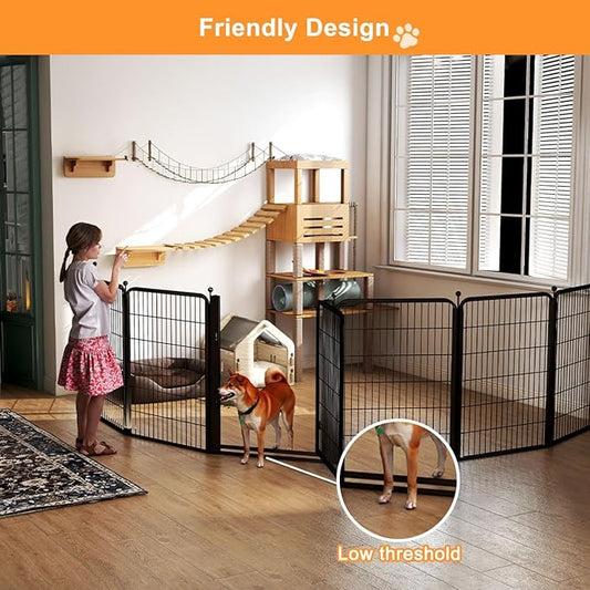 Dog Fence Outdoor Pens Outside,Portable Dog Play Pen 40" H 12 Panels Pet Playpen Exercise Pens for Puppys Small Medium Large Dogs RV Camping Yard Garden Indoor Wide Gate