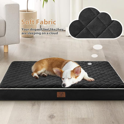 WNPETHOME Orthopedic Big Dog Beds Large Sized Dog, Waterproof Extra Large Dogs Bed with Removable Washable Cover, Multi-Needle Quilting Dogs Crate Bed