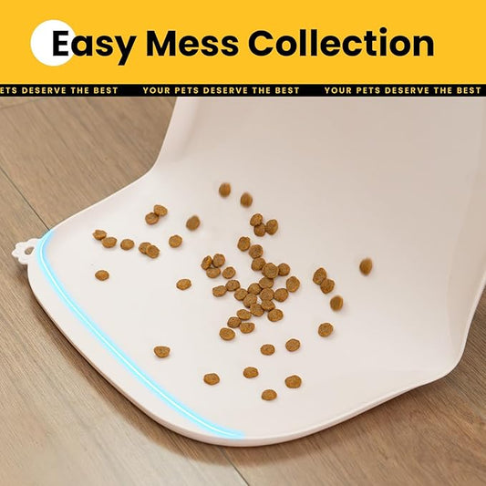 Silicone Dog Food Mat with Side Pocket & Hook Hole, Soft Raised Edges, Easy Clean Waterproof Non-Slip Pet Feeding Mat for Cats and Dogs Water Bowl, Pets Accessories(18"x12",Natural Tan)