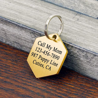 Ultra Joys Dog ID Tag, Custom Stainless Steel Dog Tag, Personalized Dog Tag, Small (1.25'' Dia), Gold, Brushed Finish