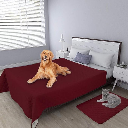 Easy-Going 100% Waterproof Dog Bed Cover, Non-Slip Pet Blanket for Furniture, Washable Couch Cover, Repleasement Sofa Cover (52X82 in,Christmas Red)