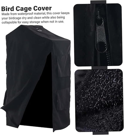 Bird Cage Cover Foldable Waterproof Black Bird Cage Cover Windproof Washable Accessories
