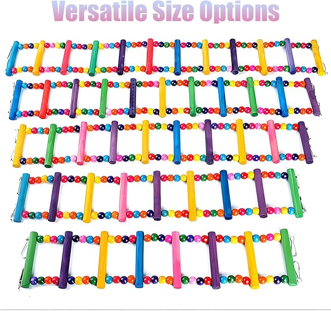 Bird Toys for Parrots Parrot Bridge, Swing Toys, and Ladders for Macaws, African Greys, Budgies, Cockatiels & Parakeets - Wooden Bird Ladder and Swing Toys for Play and Training (10Inch- 4 Ladders)