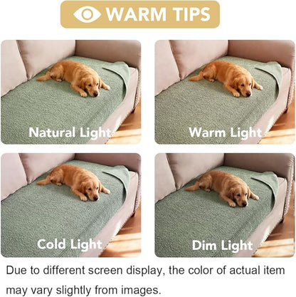 H.VERSAILTEX Non Slip Pet Couch Cover Chenille Dog Bed Protector Thick Soft Sofa Slipcover Pet Friendly Washable Couch Cushion Covers for Pets (30" x 53", Sea Foam)