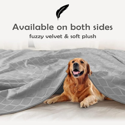 fuguitex Waterproof Dog Blanket Bed Cover Dog Crystal Velvet Moroccan Fuzzy Cozy Plush Pet Blanket Throw Blanket for Couch Sofa(68 * 82 inch, Light Grey+Grey)