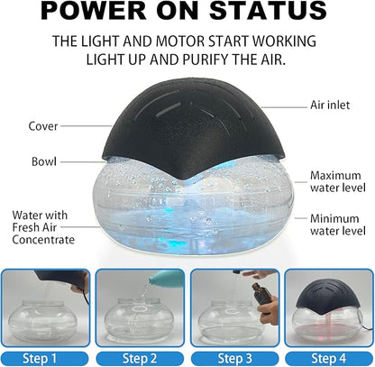Air Freshener（Black） - for Home, Bedroom, Office and Warehouse - Essential Oil Aroma Diffuser with LED Color Night Light and Soothing Water Flow Sound - for Pets and Smokers.