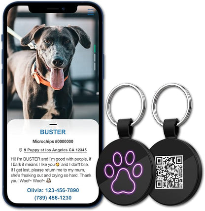 MYLUCKYTAG QR Code Pet ID | Personalized Dog & Cat Collar Tag | Online Profile with Instant Scanned Location Alert Email