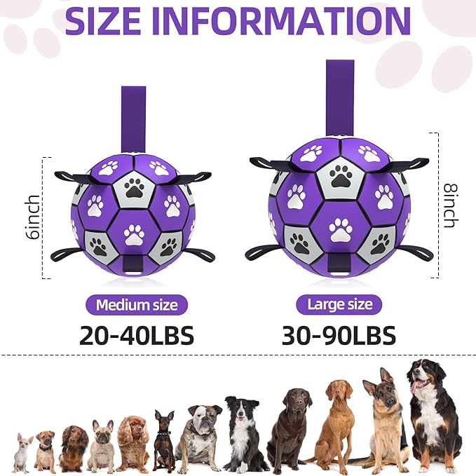 QDAN Soccer Ball for Dogs - Durable Large Dog Balls, Outdoor & Water Toy, Herding Ball, Puppy Birthday Gift (8 Inch)