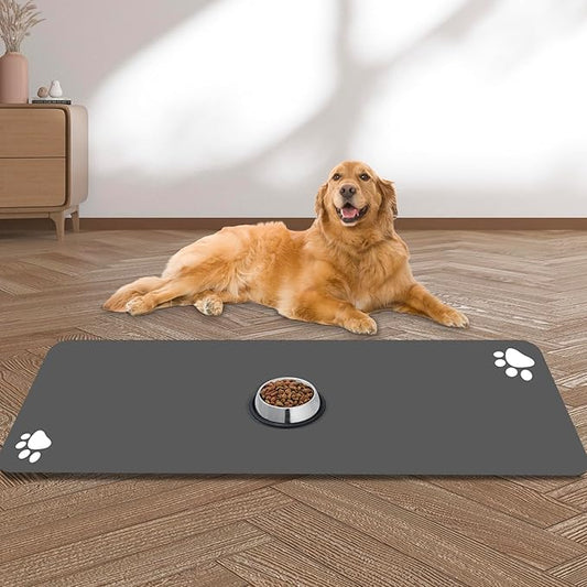 Large Pet Feeding Mat, 39.3" x 15.7" Absorbent Quick Dry Dog Mat for Food and Water Bowl, Non Skid Cat Bowl Mat, No Stains for Pet Water Dispenser Pet Supplies for Messy Drinkers