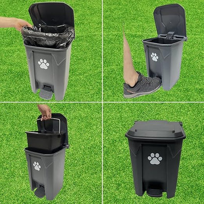 Dog Poop Trash Can Outside 20L with Waste Bags Outdoor Dog Poop Trash Can for Backyard with Lid Odorless Waterproof Foot Pedal and Removable Inner Bucket