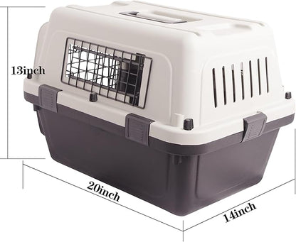 Plastic Dog/Cat Crate Portable Travelling Pet Kennel Without Wheel for Dogs/Cats, Small, Tan