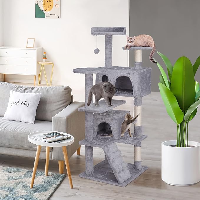 Nova Microdermabrasion 54 in Cat Tree Tower for Indoor Cats Multi-Level Cat Condo Cat Bed Furniture with Scratching Post Kittens Activity Center