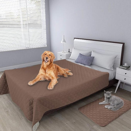 Easy-Going 100% Waterproof Dog Bed Cover, Non-Slip Pet Blanket for Furniture, Washable Couch Cover, Repleasement Sofa Cover (96x82 in,Brown)