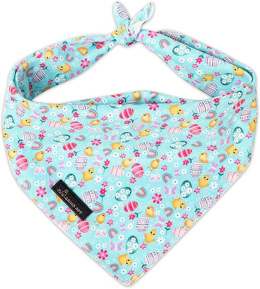 ARING PET Easter Dog Bandanas, Green Chick Eggs Pet Bandana Scarf Triangle Bibs for Puppy Small Medium Large Boy Girl Dogs Cats-S