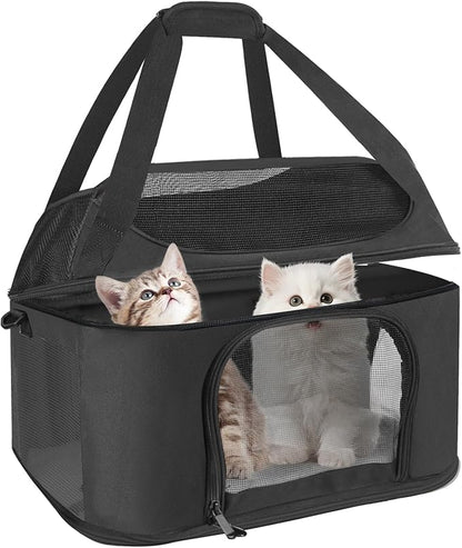 Premium Cat Carrier for Pets Up to 20 Lbs, Cat Travel Bag Soft-Sided Backpack Pet Carriers with Padded Shoulder Strap, Dog Carrier for Small Dogs Puppy Carry Airline Approved, Black