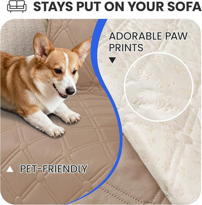 Waterproof Dog Bed Cover Pet Blanket, Soft Couch Cover for Dogs Washable, Non-Slip Dog Blanket Protect Furniture Couch Sofa Car for Puppy Large Dogs Cat (30x53 Inch, Khaki)