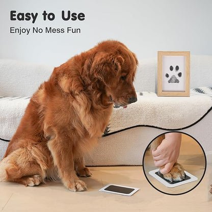 Inkless Paw Print Kit for Dogs,Cats & Babies - Clean Touch Dog Nose & Baby Handprint Kit,Mess Free Dog Paw Print Kit,4-Pcs Ink Pads & 2 Wooden Frames - Keepsake Gifts for Pet Lovers,New Moms
