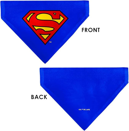 DC Comics Pet Bandana Superman Shield Logo Blue Red Yellow Slip On Collar Bandana Only