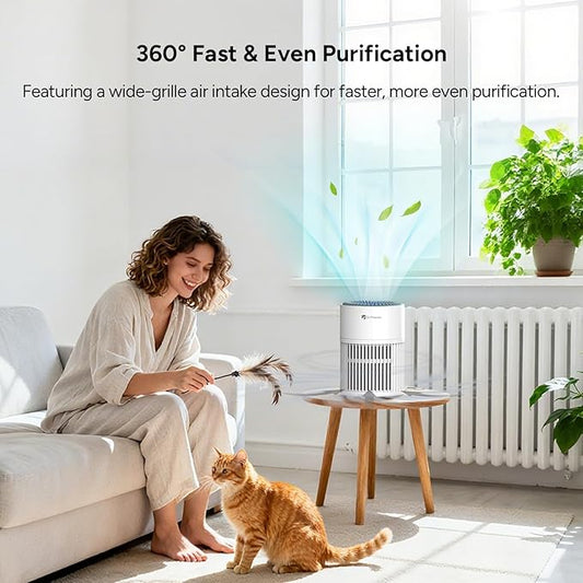 Dr.Prepare Air Purifiers for Bedroom,Quiet Air Purifier with 15 dB Sleep Mode & Night Light,H13 HEPA Washable Filter, 360°Air Inlet, 3 Timer 12W Design, Air Cleaner for Pet Dander,smoke