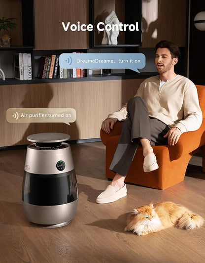 ‌Dreame Pet Air Purifier, Cleans 5,386 ft² in One Hour, 1,346 ft² for Home Large Room, NeverChange 5.4-Year Filters for Odor Purification, 360° Visual Collection of Hair, ‌Pet-Friendly Design, Gold