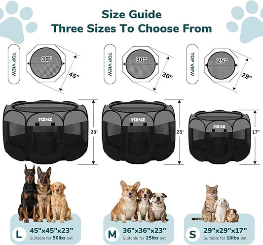 Dog Playpen, Portable Puppy Pet Crate Indoors for Small/Medium/Large Dogs Cats Rabbits, Foldable Dog Cage Enclosure for Outdoor, Pop Up Dogs Tent Kennel with Carrying Case, Dark Grey