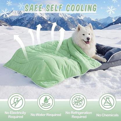 2 Pack Cooling Dog Blankets with Storage Bag Self Cooling Dog Blankets Washable Pet Cold Mats 59 x 47 Inch Portable Cat Pads for Summer Hot Weather Pet Puppies Supplies