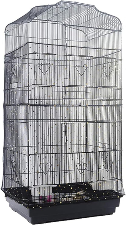 QBLEEV Extra Large 29.5" Mesh Bird Seed Catcher, Bird Cage Guard Cover with No Mess, Birdcage Nylon Shell Skirt Traps Guards to Protect Floors, Stretchy Cage Covers with Secure Fit