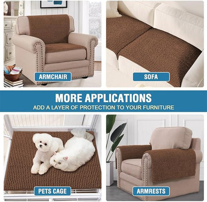 H.VERSAILTEX Plush Chenille Couch Armrest Cover 2 Packs Thick and Soft Sofa Covers Furniture Protector Cover for Pets (27.5" x 27.5", Caramel)