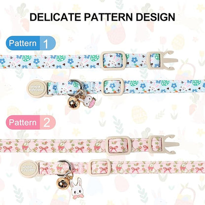 Unique Style Paws Easter Cat Collar,Easter Day Cat Collars,Blue Kitten Collar Breakaway Buckle,Adjustable Soft Cotton Puppy Collar,Ideal Gift for Boy Girl Cats
