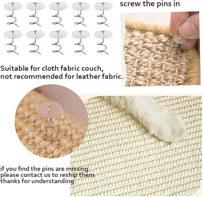 2PCS Cat Scratcher Mat Sofa Protector Natural Sisal Cat Scratching Mat Cat Scratch Couch Bed Corner Cover Heavy Duty Couch Guard Easy Installation Scratch Pad Grinding Claws(Beige Small)
