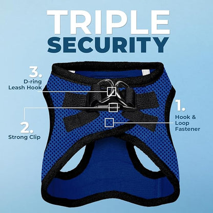 Best Pet Supplies Voyager Step-in Air All Weather Mesh Harness and Reflective Dog 5 ft Leash Combo with Neoprene Handle, for Small, Medium and Large Breed Puppies - Royal Blue/Black Trim, X-Small