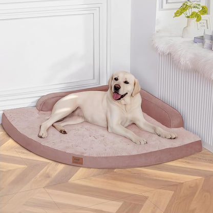 Large Orthopedic Dog Bed with Sides XXL Dog Beds with Removable Washable Cover Non-Slip Waterproof Pet Bed for Extra Large Dogs - Pink XXL