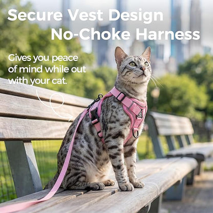 Cat Harness and Leash Set Escape Proof Tactical Small Kitten Harness Emotional Support Cat Vest, Pink, S
