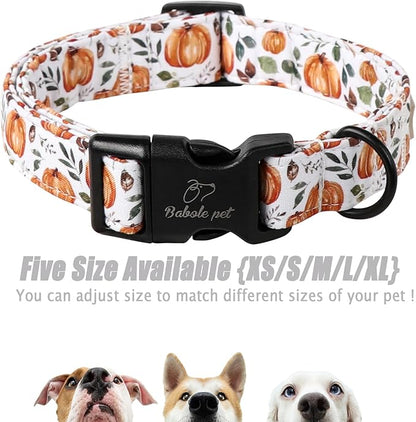Fall Dog Collar, Cute Orange Pumpkin Pattern Puppy Collar, Soft Comfort Adjustable Holiday Thanksgiving Dog Collars for Small Medium Large Boy&Girl Dogs M