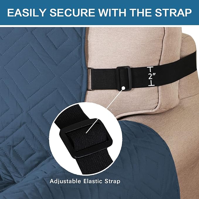H.VERSAILTEX Reversible Sofa Slipcover Furniture Protector Water Resistant 2" Elastic Straps Sofa Cover Couch Covers Pets Kid Fit Sitting Width Up to 78" (Oversized Sofa: 86" x 132", Dark Blue/Beige)