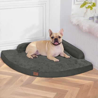 Large Orthopedic Dog Bed with Sides Big Dog Beds with Removable Washable Cover Non-Slip Waterproof Pet Bed for Medium Large Dogs - Dark Grey L