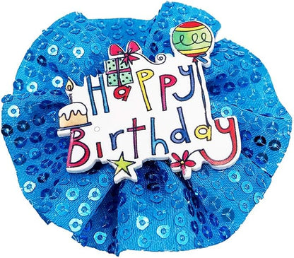 PET SHOW Blue Crown Dog Birthday Party Hat with Bandana and Collar Bows Charms Costume Set Reusable Birthday Party Headband Puppies Cat Kitten Hats with 0-9 Figures Charms Grooming Accessories