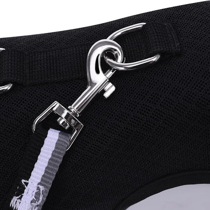 Kitty Harness and Leash for Walking Escape Proof Breathable Mesh Fabric, Solid Black, Small, Adjustable Cat Walking Jackets, Padded Stylish Cat Vest