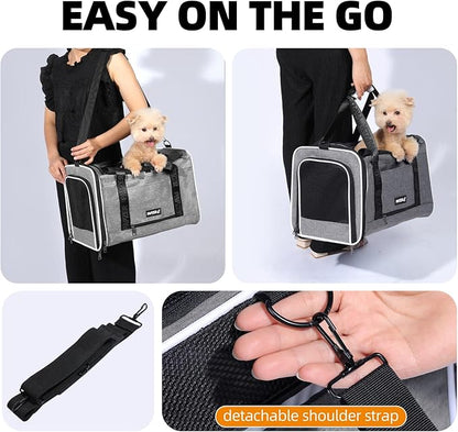 Top Loading Medium Cat Carrier with Privacy Curtain, Soft-Sided Small Pet Travel Crate Vet Visit, Little Puppy Dog Kennel Bag Suitcase Luggage Sleeve, 18x11x11 Inch Grey