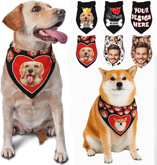 Custom Dog Bandana for Cat Dog Pet Add Your Design Personalized Neckwear Bandanas with Your Text Logo Image Customized Pet Scarf Funny Gifts Style 04